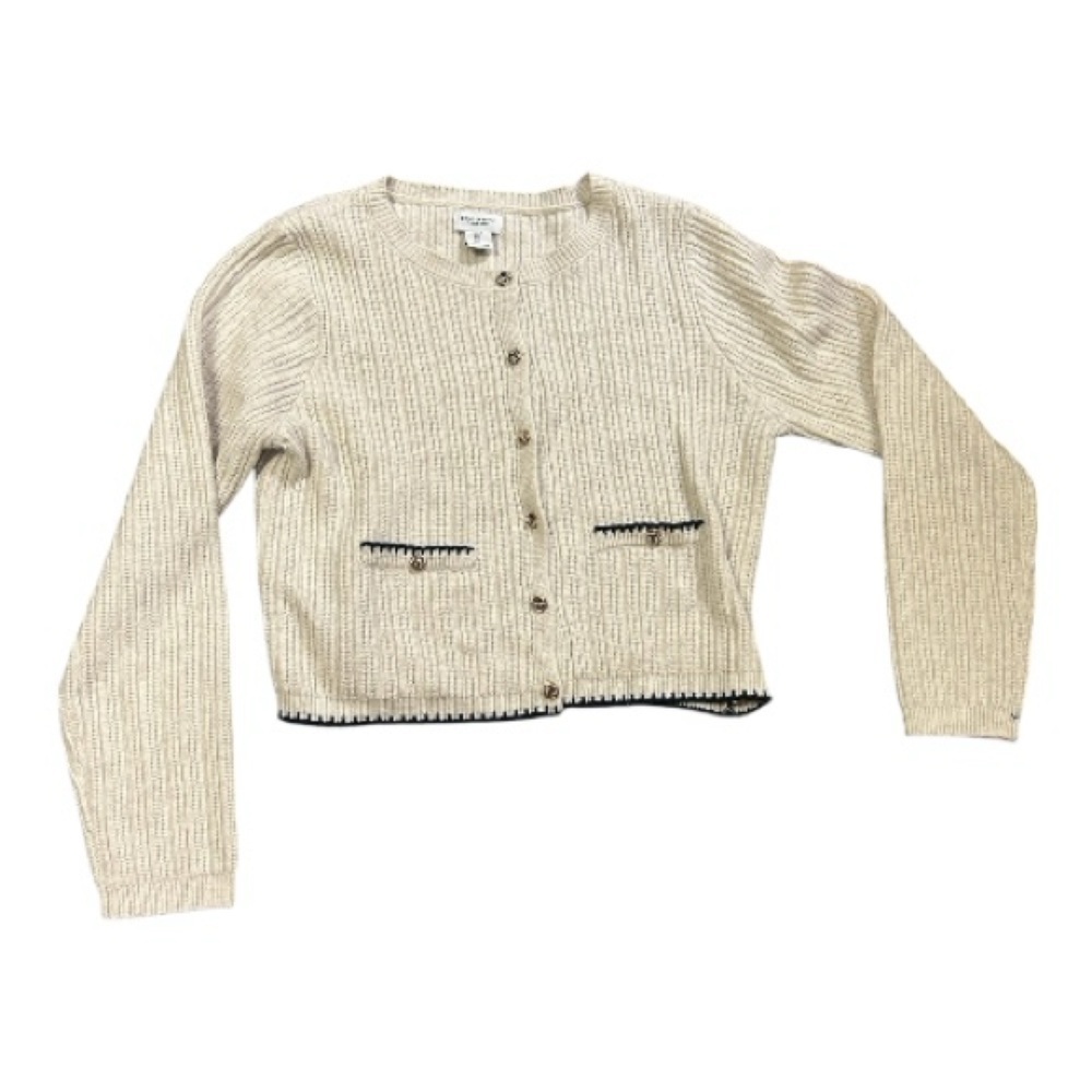 NWT Song of Style By Aimee Song Cream Cardigan with Black Trim Size Large